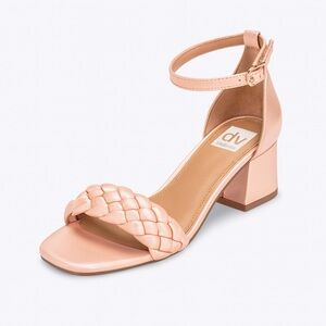 Dolce Vita Women's Pink Metallic Braided Block Heel Sandals, size 1